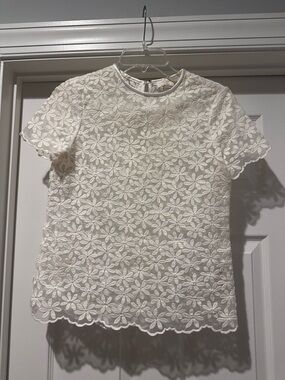 kate spade Ivory Floral Lace Short Sleeve Top